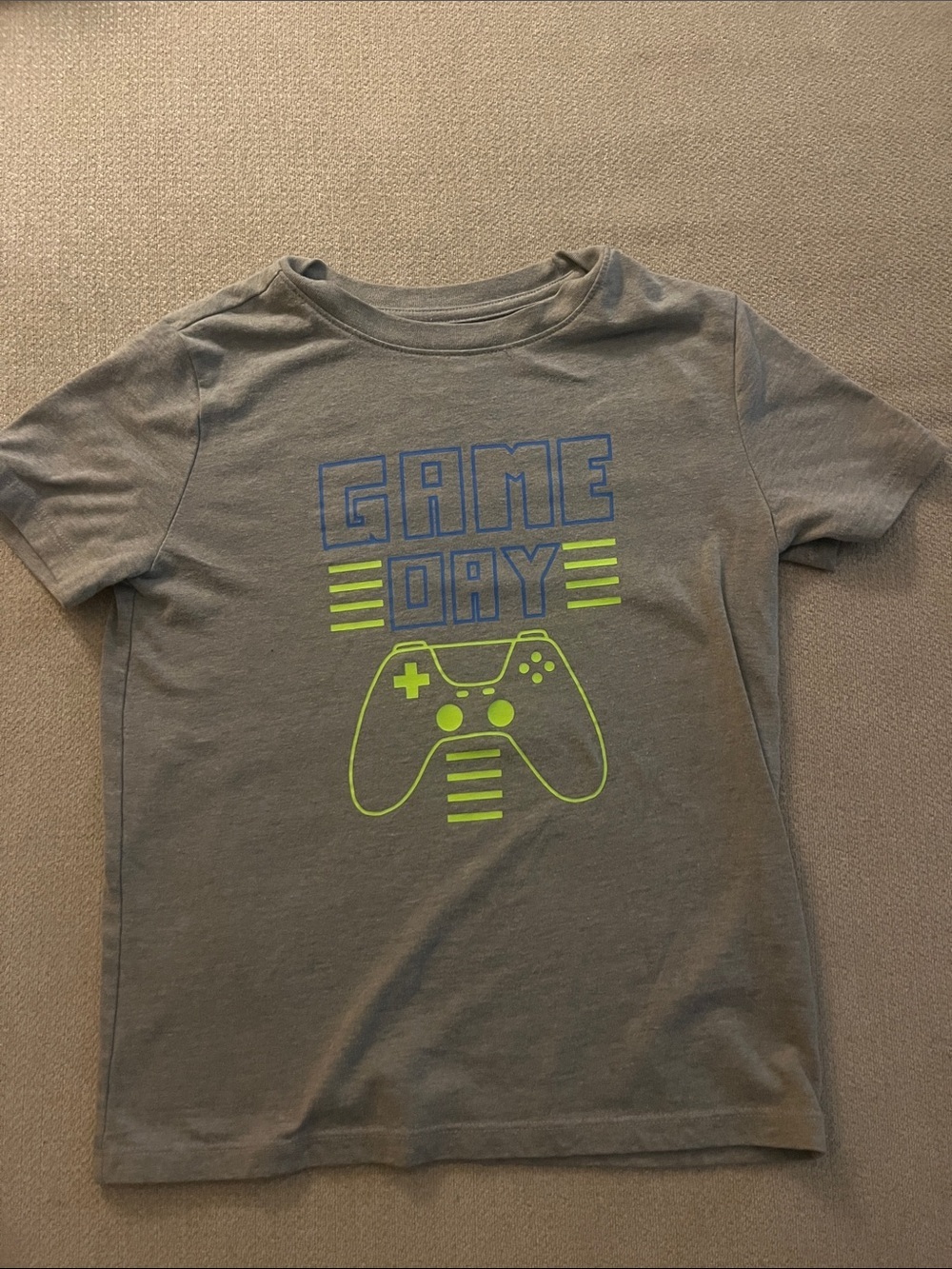 Cat & Jack Gray Tee with Blue and Neon Green Game Day Graphic